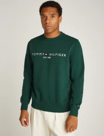 Tommy Hilfiger Rundhals mit Logo Stickerei Sweatshirt ornamental green (Herren)