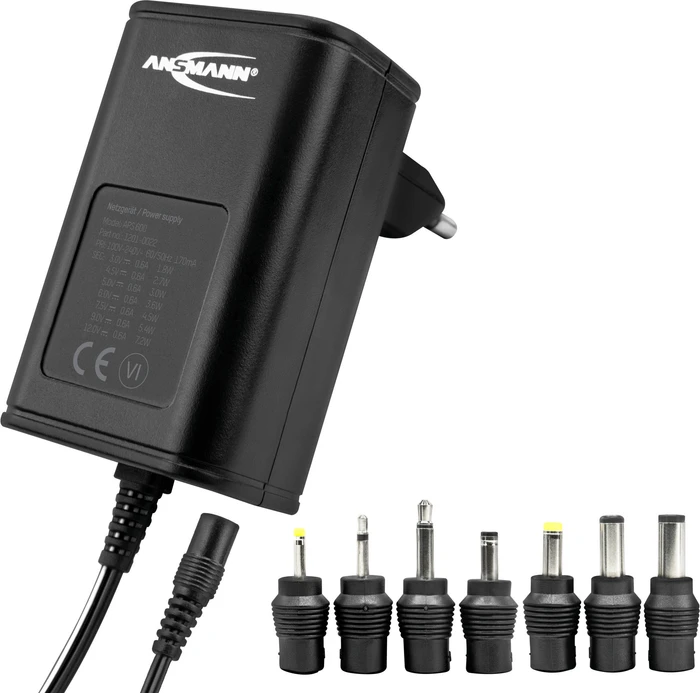 Ansmann APS 600, Universal-Netzteil, 2-Pin-Stecker mit Wechseladapter, 7.2W