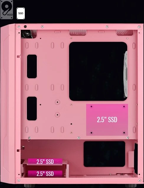 AeroCool Trinity Mini Pink, rosa, Glasfenster