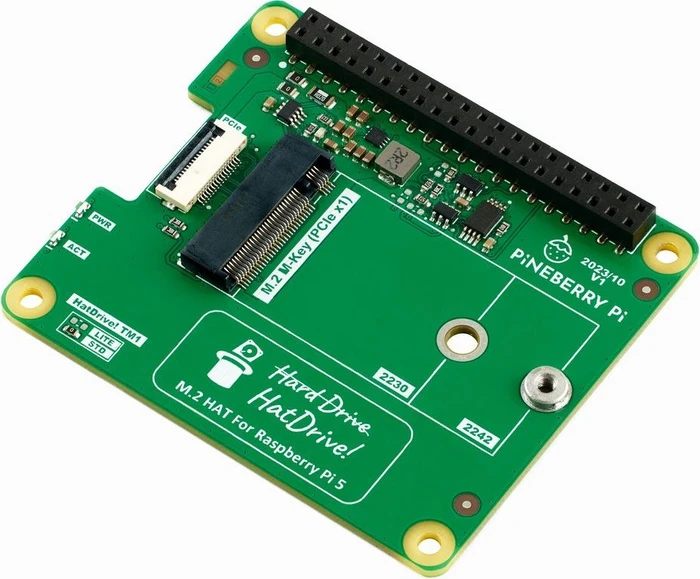 Pineberry Pi HatDrive! Top, M.2 M-Key 2230/2242 NVMe Slot für Raspberry Pi 5