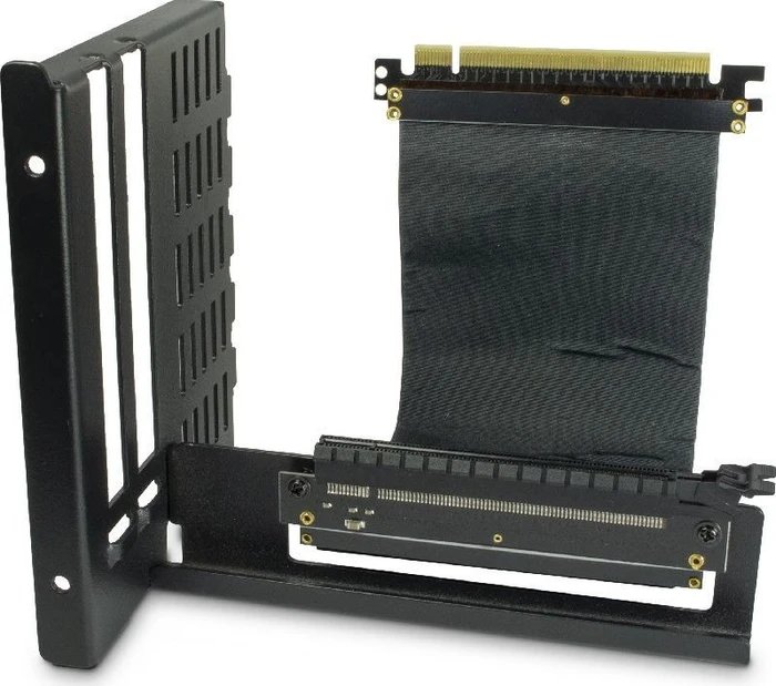 Inter-Tech Riser Card, inkl. PCI-Slot Blende für C-701 Panorama, gewinkelt, PCIe 3.0, schwarz