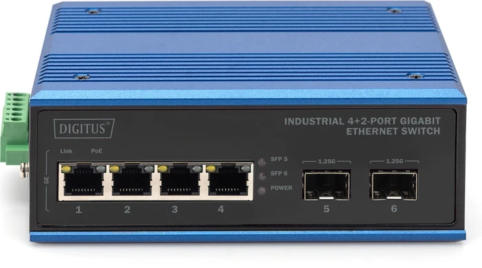 Digitus DN-65 Industrial Railmount Gigabit Switch, 4x RJ-45, 2x SFP