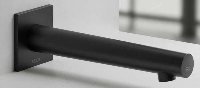 Keuco IXMO Elektronik-Waschtischmischer Wandmontage Unterputz Netzbetrieb eckig schwarz matt
