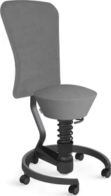 Aeris Swopper Work New Edition Bürohocker mit Rollen und Lehne, Feder Low, Gestell Alu schwarz, Bezug Mikrofaser Comfort grau