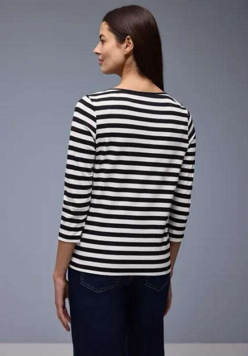Street One Gestreiftes Shirt langarm schwarz (Damen)