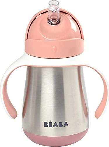 Beaba Edelstahl Trinklernbecher mit Trinkhalm, 250ml