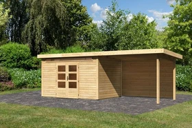 Karibu Kandern 7 Gartenhaus inkl. Anbau + Rückwand 3.2m natur