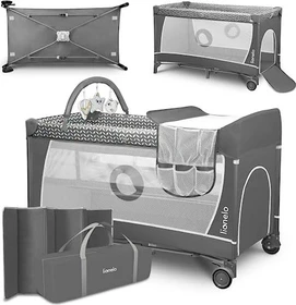 Lionelo Flower 2in1 Reisebett grey scandi