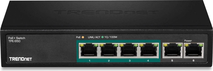 TRENDnet TPE-S Desktop Switch, 6x RJ-45, 60W PoE+