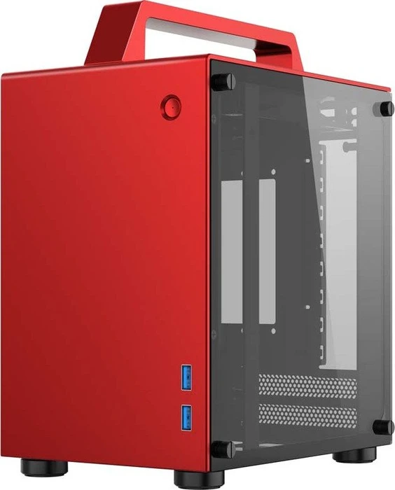 Jonsbo T8, rot, Glasfenster, Mini-ITX