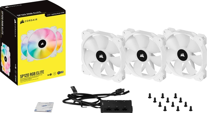 Corsair SP Series iCUE SP120 RGB Elite Triple Fan Kit, weiß, LED-Steuerung, 120mm, 3er-Pack