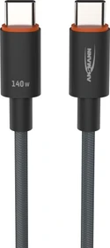 Ansmann USB-C Kabel, USB 2.0, 480Mb/s, 140W PD 3.1, USB-C Stecker auf USB-C Stecker, schwarz, 0.6m (1700-0177)
