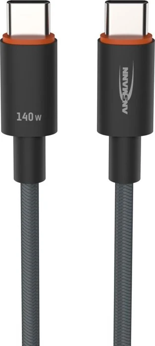 Ansmann USB-C Kabel, USB 2.0, 480Mb/s, 140W PD 3.1, USB-C Stecker auf USB-C Stecker, schwarz, 0.6m