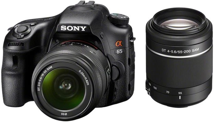 Sony Alpha 65 mit Objektiv 18-55mm 3.5-5.6 DT SAM und 55-200mm 4.0-5.6 DT SAM