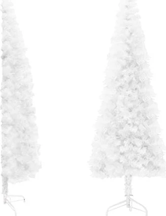 vidaXL Künstlicher Weihnachtsbaum halbrund schlank weiß, 180cm
