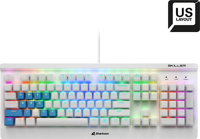 Sharkoon Skiller SGK3, LEDs RGB, White, Kailh RED, USB, US