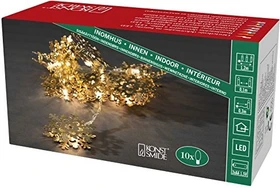 Konstsmide Dekolichterkette Metallschneeflocken gold LED 10x warmweiß