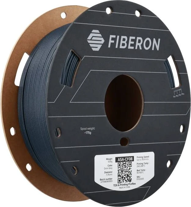 Polymaker Fiberon ASA-CF08, Dunkelgrau, Spule, 1.75mm, 500g