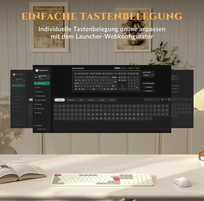 Keychron B6 Pro Ultra-Slim Wireless, Vintagerot, USB/Bluetooth, DE