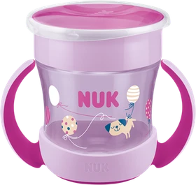 NUK Mini Magic Cup Trinkbecher mit Trinkrand und Deckel, 6+M, 160ml, rosa