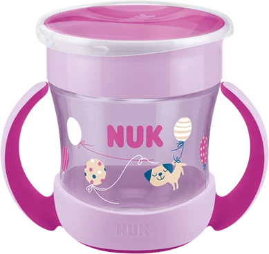 NUK Mini Magic Cup Trinkbecher mit Trinkrand und Deckel, 6+M, 160ml, rosa