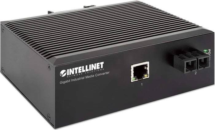 Intellinet Industrial Railmount Gigabit Media Converter, RJ-45, SC-Duplex SM 20km