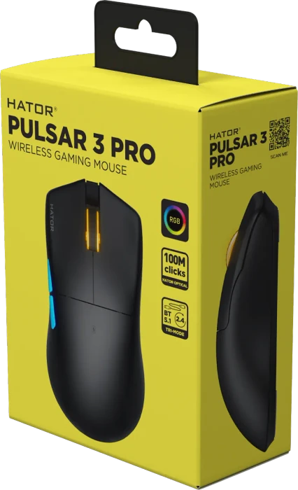Hator Pulsar 3 Pro Wireless Gaming Mouse schwarz, USB/Bluetooth