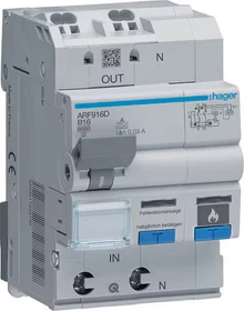 Hager Fehlerlichtbogen-Schutzeinrichtung AFDD mit FI-LS 1P+N 6kA B-16A 30mA Typ A 3M