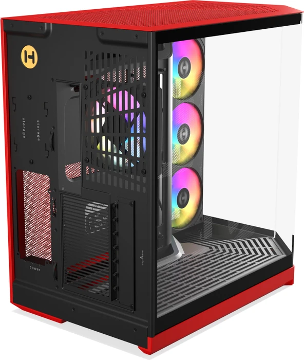 Hyte Y50 Black Cherry, rot/schwarz, Glasfenster