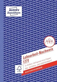 Avery-Zweckform Lohnarbeit-Nachweis, A5, 40 Blatt