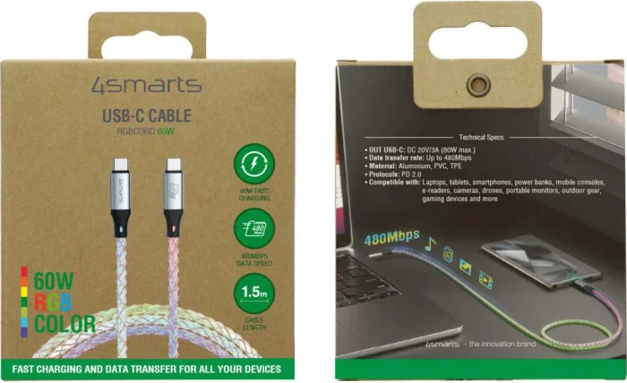 4smarts USB-C Kabel RGBCord 60W 1.5m