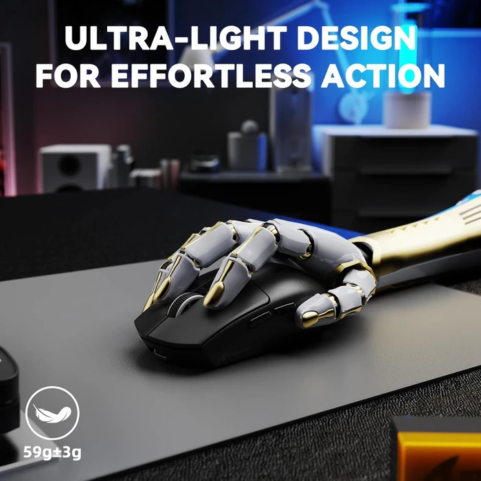 Attack Shark G3Pro Tri-mode Wireless Gaming Mouse mit Ladestation, Black, USB/Bluetooth