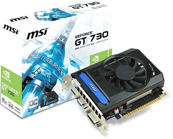 MSI GeForce GT 730, N730K-2GD3/OC, 2GB DDR3, VGA, DVI, HDMI