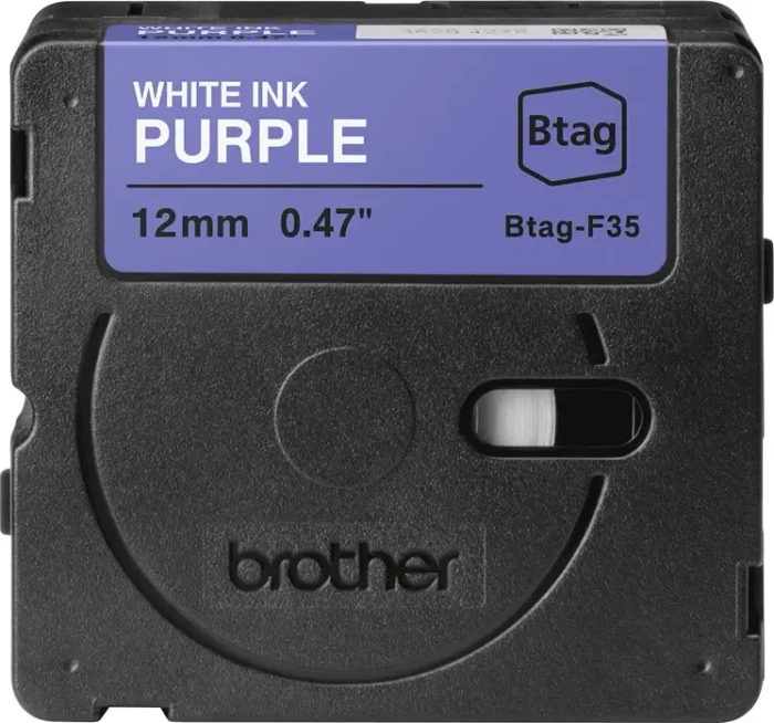 Brother Btag-F35 Beschriftungsband, 12mm, weiß/violett
