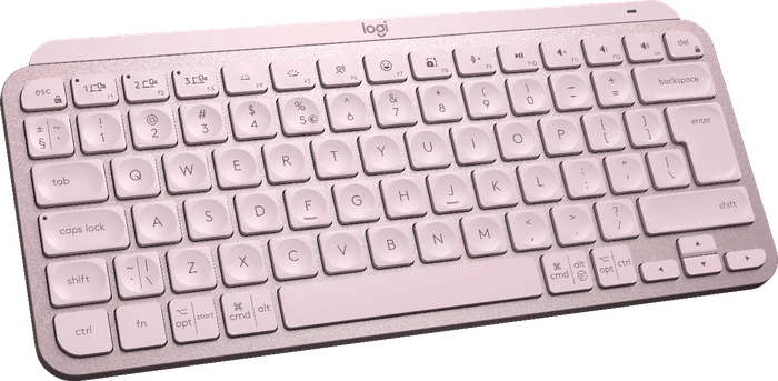 Logitech MX Keys Mini, rosa, LEDs weiß, Logi Bolt, Rose, USB/Bluetooth, US