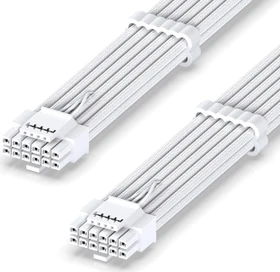 EZDIY-FAB 12VHPWR Kabel, 16-Pin PCIe 5.0 12VHPWR Stecker auf 16-Pin PCIe 5.0 12VHPWR Stecker, 16AWG, weiß, 60cm
