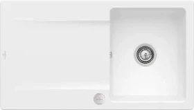 Villeroy & Boch Siluet Flat 880x490mm Einbau Becken reversibel mit Ablauffernbedienung stone white