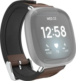 Hama Ersatzarmband Leder/Silikon 20mm für Fitbit Versa 3/Sense braun