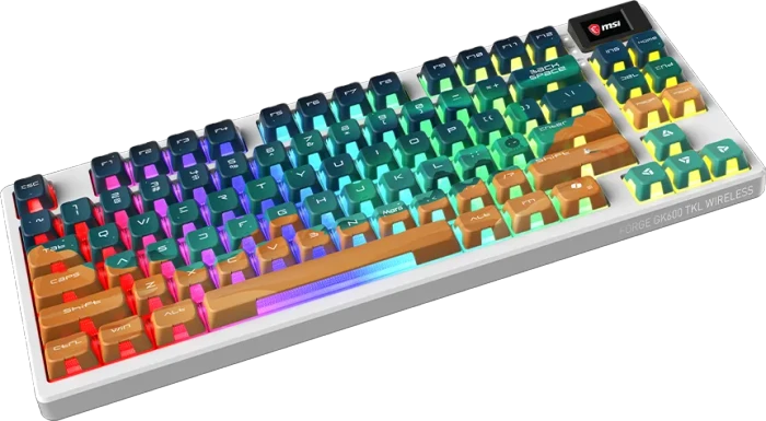 MSI FORGE GK600 TKL Wireless Mars, LEDs RGB, hot-swap, KKT Purple Star, USB/Bluetooth, US