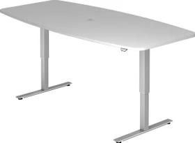 Hammerbacher Ergonomic Aktiv XMST22/5/S elektrisch höhenverstellbarer Konferenztisch 220x103cm grau/silber