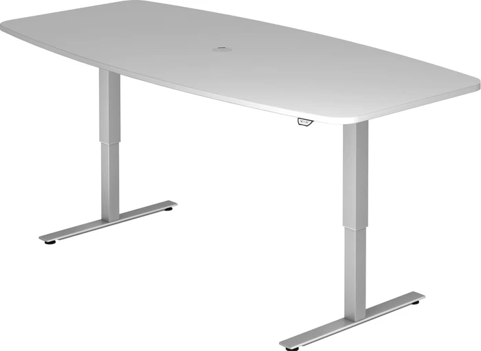 Hammerbacher Ergonomic Aktiv XMST22/5/S elektrisch höhenverstellbarer Konferenztisch 220x103cm grau/silber