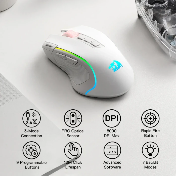 Redragon Predator M612 Pro RGB, weiß/grau, USB