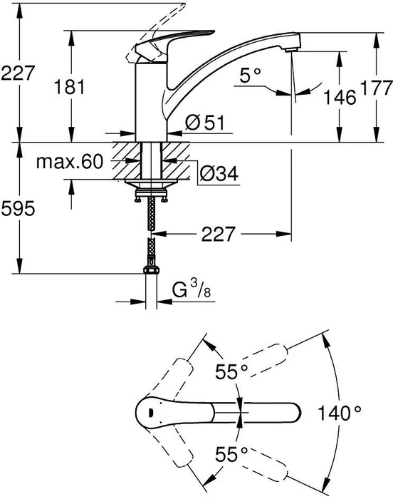 Grohe Eurosmart Einhand-Spültischbatterie 1/2" chrom
