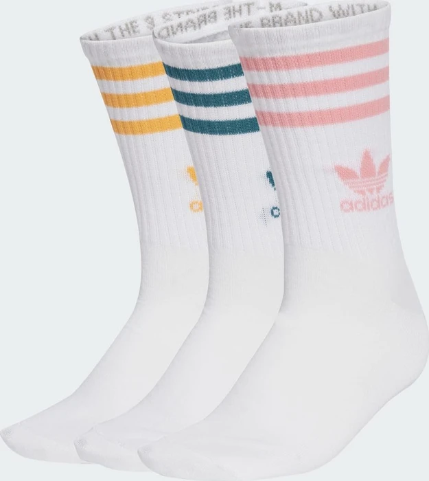 adidas Mid Cut Crew Socken white/tech green/hazy orange/semi pink spark, 3 Paare