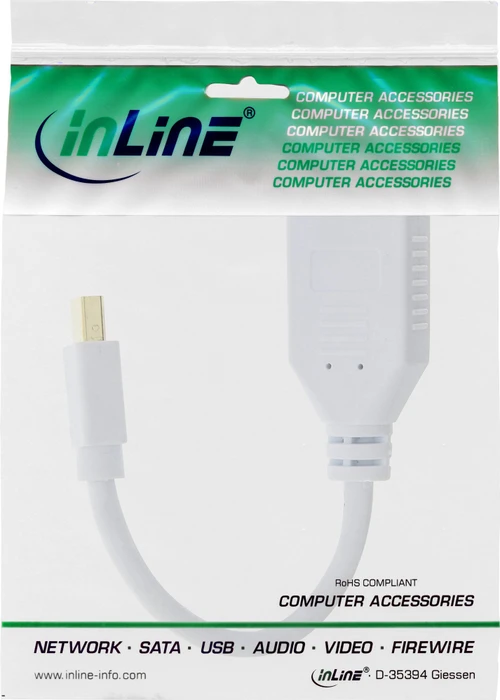 InLine Mini Displayport [Buchse] auf Displayport [Stecker] Adapter weiß