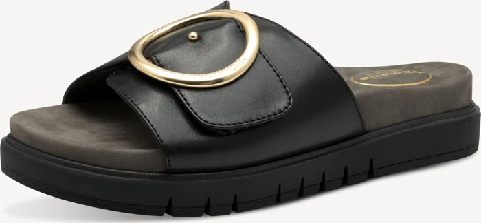 Tamaris Lederpantolette schwarz (Damen)