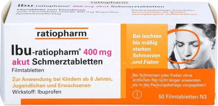 IBU-ratiopharm 400mg akut Schmerztabletten, 50 Stück