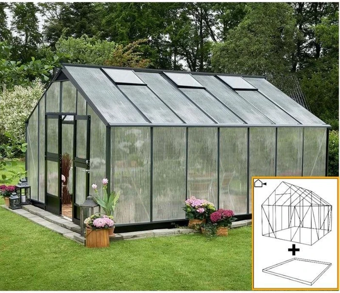 Juliana Gärtner 18.8m² 10mm Polycarbonat Gewächshaus anthrazit/schwarz