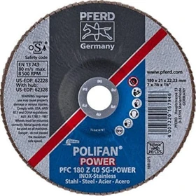 Pferd PFC 180 Z 40 SG POWER STEELOX POLIFAN Fächerschleifscheibe K40, 180x22.23mm, 10 Stück