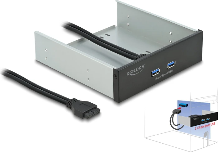 DeLOCK 5.25" USB Frontpanel, 2x USB 3.0 19-Pin Stecksockel [Stecker]